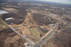 3/8/11: A south view of the new Interchange 8 toll plaza, with Milford Road to the left and Route 33 to the right. The NJ Turnpike is at the top right in the photograph.